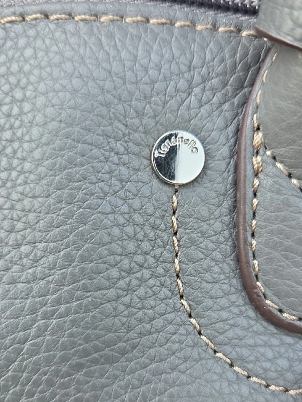 Tignanello Leather Gray Pebbled  Dome Satchel